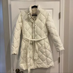 Eddie Bauer Long White Puffer Coat Medium